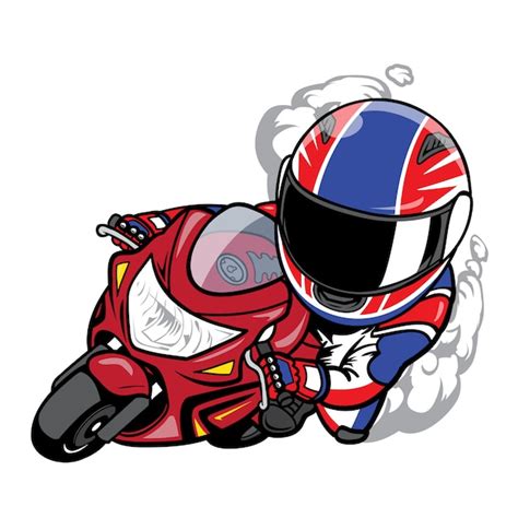 speeding motorcycle racer cartoon vector premium vector