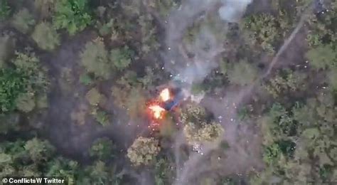 terrifying footage shows people running   lives   drug cartel drone drops bombs