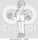 Bartender Mug Beer Holding Male Shot Glass Illustration Cartoon sketch template