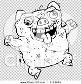 Pig Ugly Jumping Outlined Coloring Clipart Cartoon Vector Thoman Cory sketch template