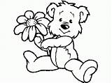 Bear Coloring Teddy Pages Drawing Flowers Bears Flower Printable Holding Spring Color Build Kids Dltk Christmas Print Colouring Clipart Clip sketch template