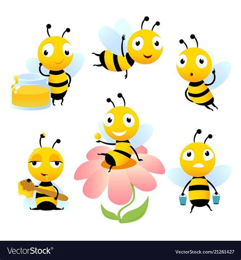 Cartoon Bees Funny Of Characters Royalty Free Vector Image Cartoon