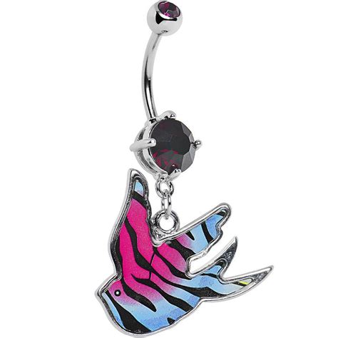 pink blue animal stripe bird belly ring belly rings belly button piercing jewelry belly