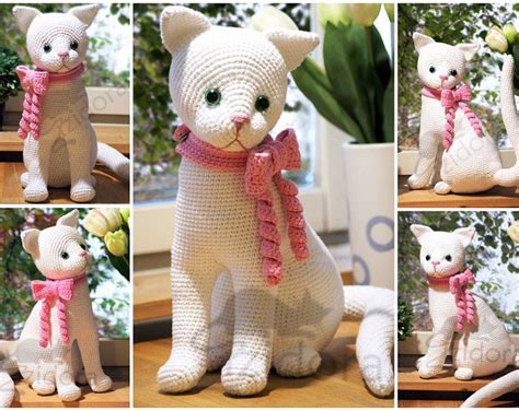realistic  crochet cat pattern  tiny  large  amigurumi