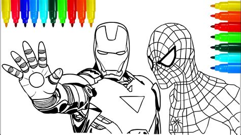 spiderman iron man marvel coloring pages colouring pages  kids