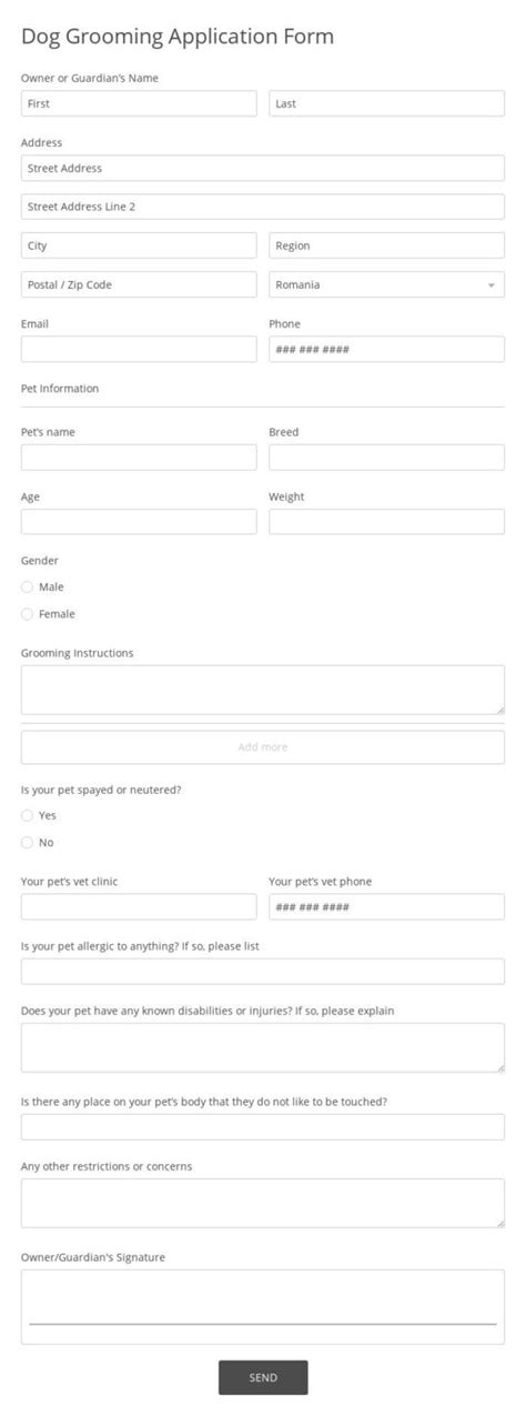 dog boarding release form template  form builder