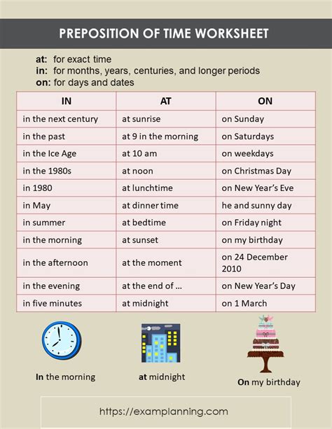 preposition  time examplanning