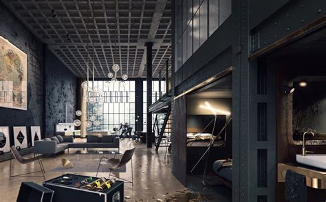 loft living room design  modern industrial style roohome designs plans