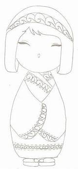 Kokeshi Enfant A7 Bonecas Imprimer Motifs Poupées Adulte Juin Matrioskas Japonesa Benn Molde Ec3 sketch template