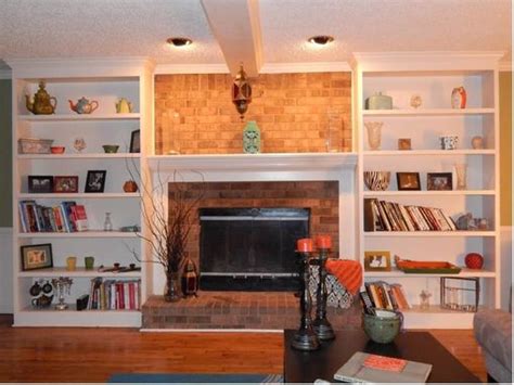 custom bookshelves flanking  fireplace  atlanta