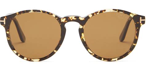 tom ford ian round tortoiseshell acetate sunglasses in brown for men lyst