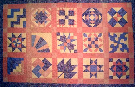 orange  blue quilt    designs