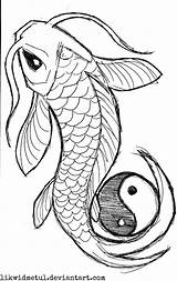 Koi Fish Tattoo Outline Drawing Designs Drawings Stencil Tattoos Yin Yang Cool Japanese Outlines Sketches Easy Coy рисунки Simple Pez sketch template