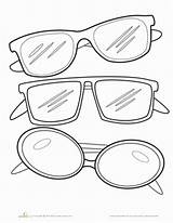 Coloring Sunglasses Glasses Pages Printable Eyeglasses Template Worksheets Kids Sunglass Emoji Education Worksheet Kindergarten Summer Color Clip Sun Designlooter Noon sketch template