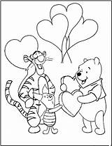 Pooh Coloring Pages Winnie Valentine Valentines Printable Disney Bear Kids Color Adult Picnic Sheets Colouring Heffalump Print Birthday Happy Sheet sketch template