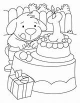 Coloring Birthday Puppy Pages Cake sketch template