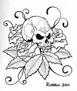 Coloring Pages Skull Tattoo Printable Roses Cool Skulls Punk Tattoos Book Rock Rose Bones Weed Color Adult Designs Print Getcolorings sketch template