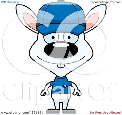 Clipart Of A Cartoon Happy White Rabbit Baseball Coach