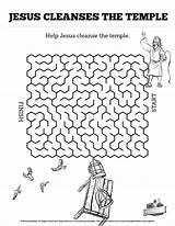 Temple Jesus Cleanses Sunday School Cleansing Kids Matthew 21 Lesson Bible Clears Activities Crafts Mazes Cleans Christian Activity Maze Coloring sketch template