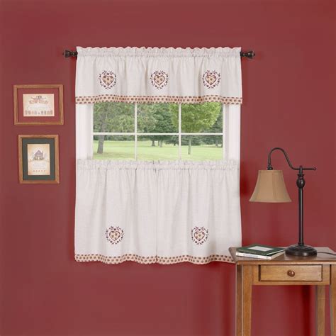 achim home furnishings heartland window curtain kitchen valance burgundy     home