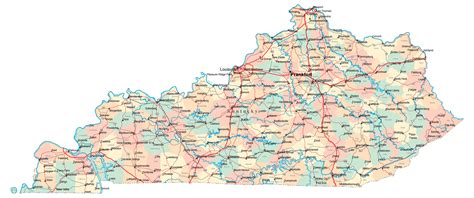 large administrative map  kentucky state  highways  major