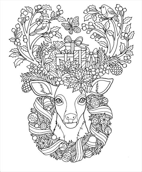 christmas reindeer coloring page  adults coloringbay