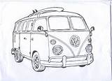 Volkswagen Kombi Drawing Surf Drawings Coloring Bus Line Para Pages Vw Car Sketch Imagens Colouring Desenhos Hippie Dibujo Desenhar Combi sketch template