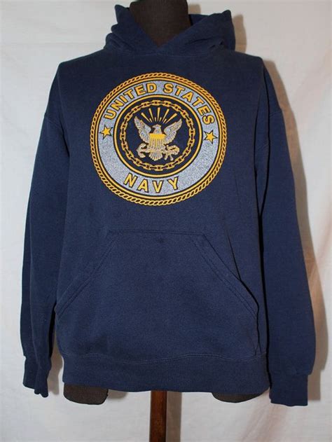 vintage hoodie sweatshirt  navy emblem  soffe size etsy vintage hoodies sweatshirts