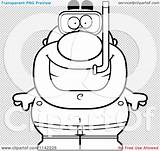 Snorkel Swimmer Pudgy Gear Male Outlined Coloring Clipart Cartoon Vector Cory Thoman sketch template