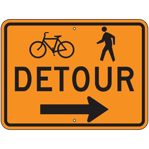 ar bicycle  pedestrian detour  sign evangeline specialties