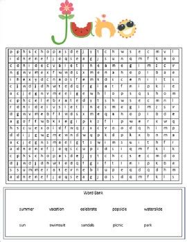 june word search    lesson plans grow tpt