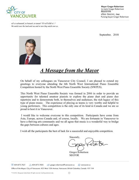 letter  support  mayor gregor robertson