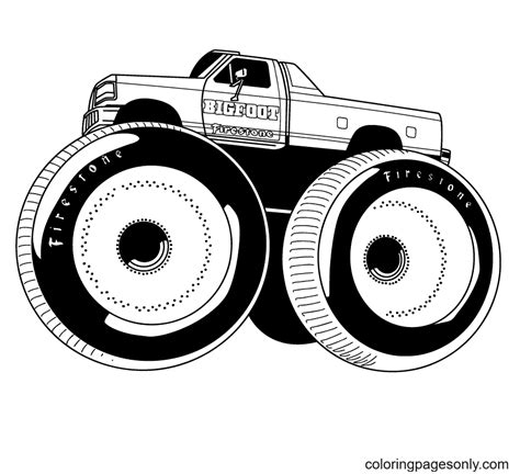 bigfoot fire stone monster truck coloring page  printable