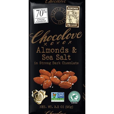 chocolove  dark chocolate bar  almonds sea salt world wide