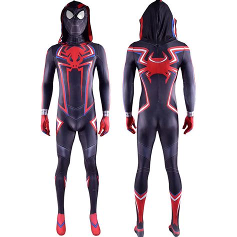 Spider Man Miles Morales 2099 Suit Hooded Cosplay Costumes Full Face