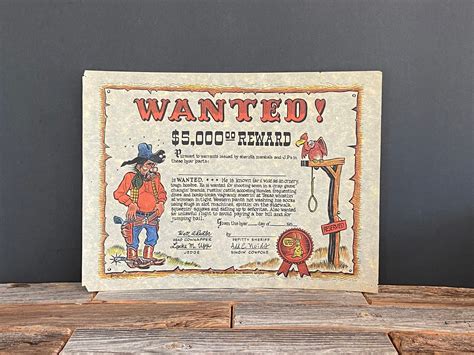 novelty comic wanted poster vintage  etsy