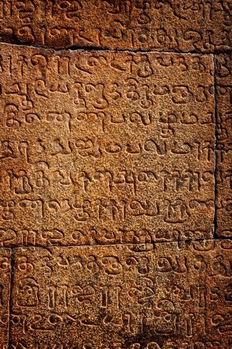 ancient inscriptions  stone wall  tamil language india stock photo colourbox
