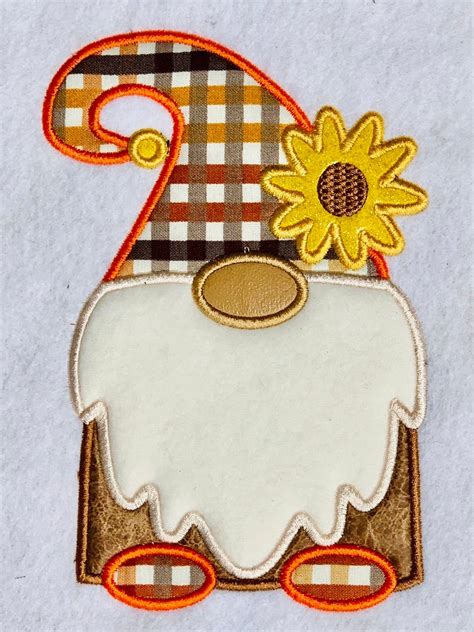 fall gnome applique embroidery file  sizes etsy embroidery cards