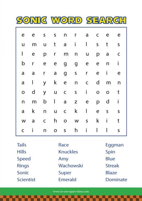 sonic printable word search  sonic boom dvd word search printables