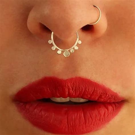unique septum ring silver nose hoop piercing fits