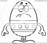 Mascot Egg Easter Sick Clipart Cartoon Surprised Depressed Outlined Coloring Vector Thoman Cory Royalty Clipartof sketch template