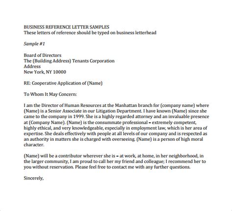 business reference letter    documents   word