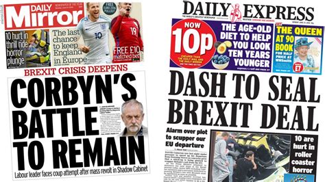 newspaper headlines labour turmoil post brexit politics  wimbledon