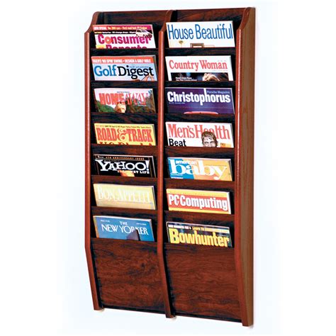 mahogany wall mount 14 pocket verticle magazine rack buy