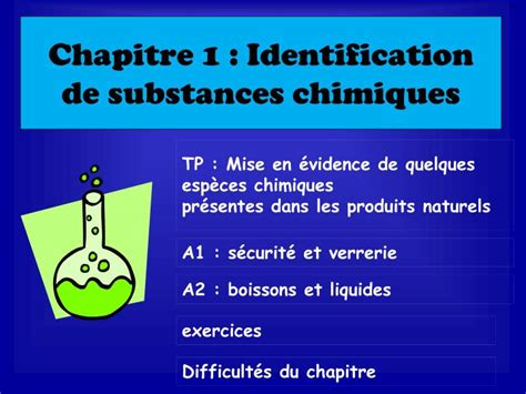 Ppt Chapitre 1 Identification De Substances Chimiques Powerpoint