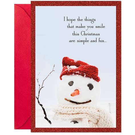 simple and fun smiling snowman christmas card greeting cards hallmark