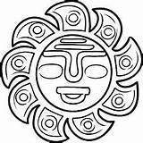 Aztec Sun Drawing Coloring Stone Related Studies Social Getdrawings sketch template