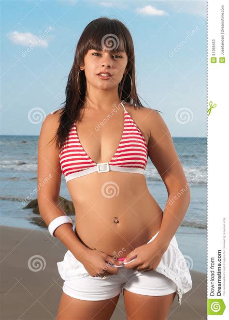 Beautiful Woman With Bikini At The Beach Stock Image