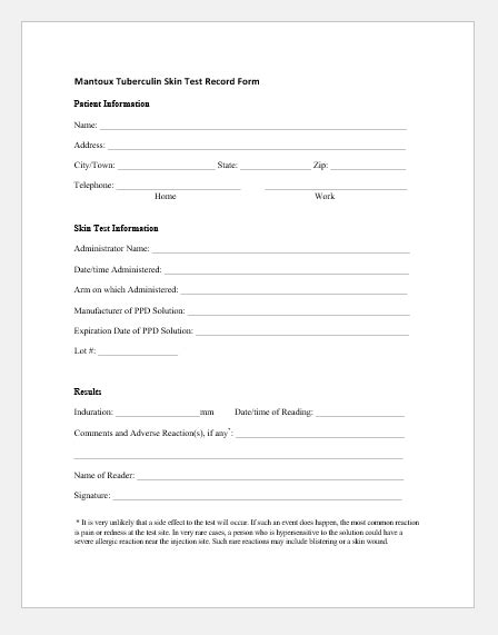 report  tb screening form printable