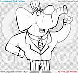 Politician Elephant American Outlined Coloring Clipart Vector Cartoon Thoman Cory sketch template